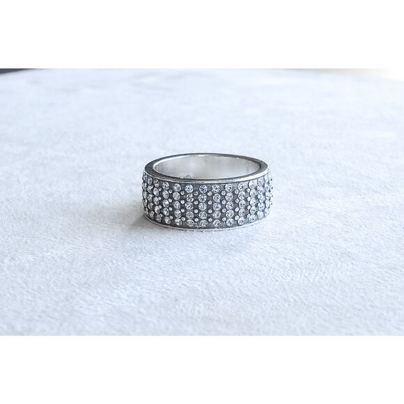 Brighton Meridian Ring Clear Pave Crystals Silver Plated Size 5.75 Band 5/16" - Picture 2 of 5